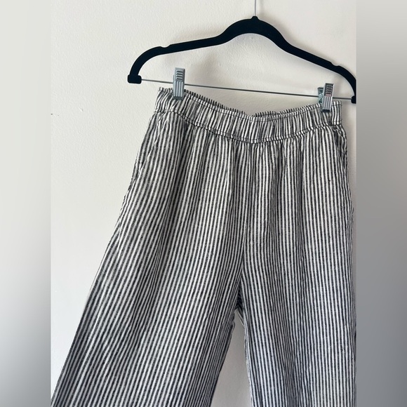 Reformation Ava Stripe Wide Leg Black‎ & White Striped Pull-On Linen Pants Small - Picture 3 of 13